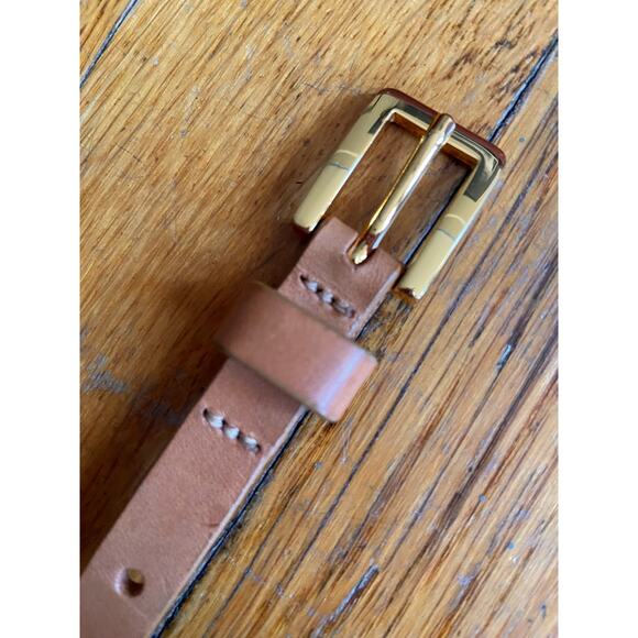 JCREW Skinny Tan Perforated Leather Belt sz M/L - Picture 6 of 10